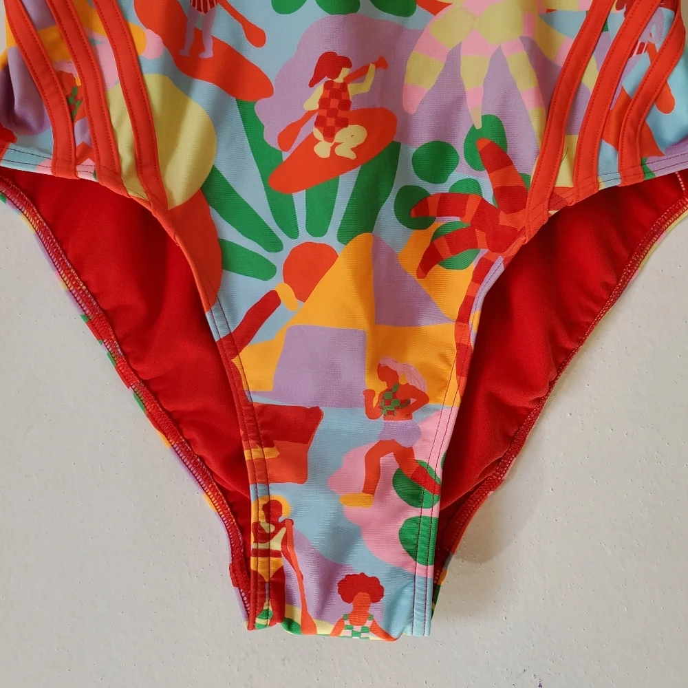 New Women's Adidas Farm Pearl Citrine One Piece Swimsuit‎ Size 12 NWT